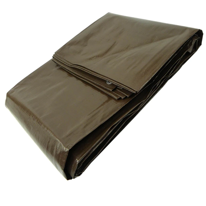 GARDENIX Tarpaulin Waterproof Heavy Duty Tarp Sheet Cover, Brown 200 g/m² (10 m x 15 m), Garden Tarpaulin Sheet for Camping, Terrace - Waterproof, Weatherproof, UV Protection, Reinforced Eyelets