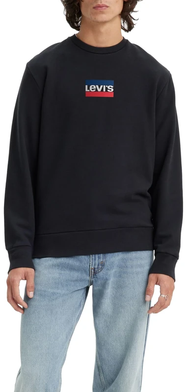 Levi's Men's Standard Graphic Crew Sweatshirt, Mini Sportswear, Pirate Black, XL