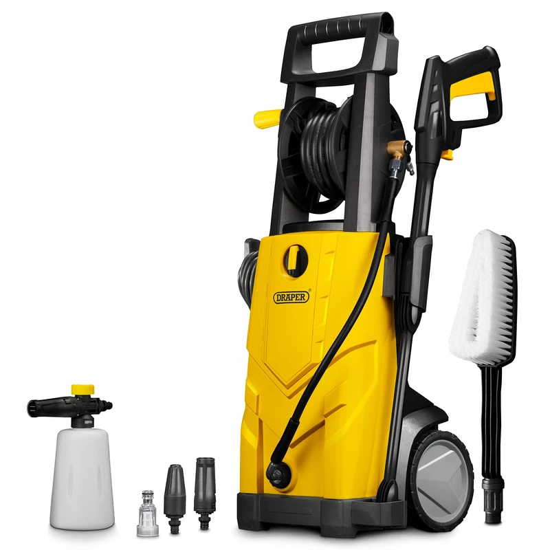 Draper PW2200 Electric Pressure Washer | 165Bar High Power Washer Gun | Patio Cleaner Jet Washer | Patio and Car Snow Foam Attachment | 03096