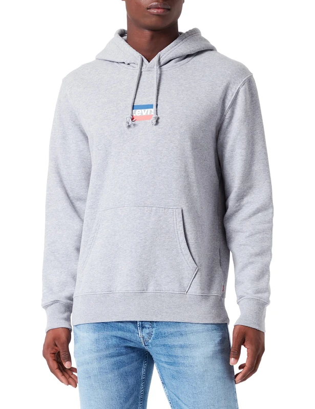 Levi's Men's Standard Graphic Sweatshirt Hoodie, Sportswear Midtone Heather, S
