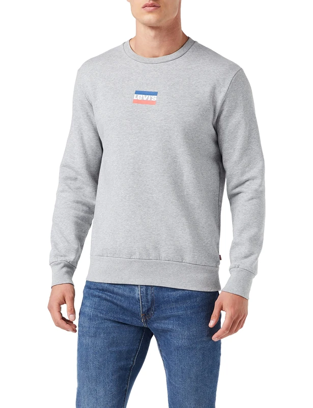 Levi's Men's Standard Graphic Crew Sweatshirt, Sportswear Midtone Heather, S
