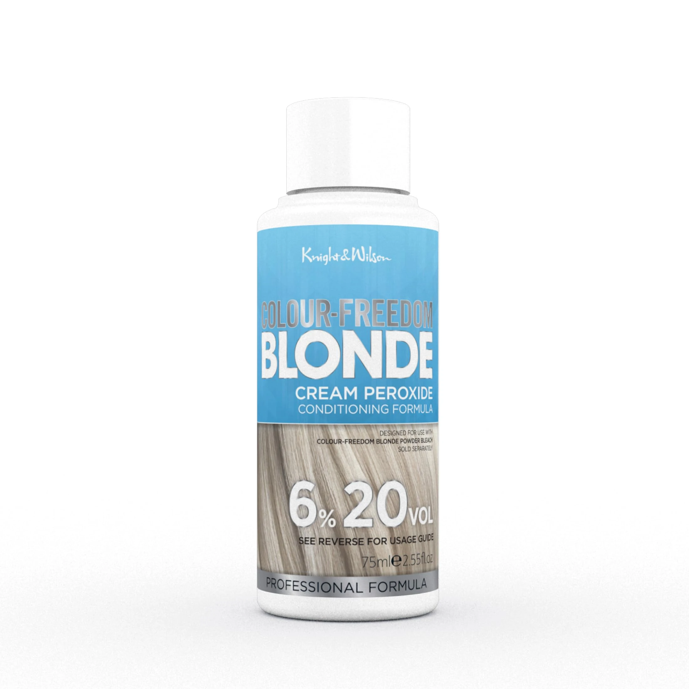 Knight & Wilson Colour Freedom Blonde Developer 6% 20VOL. Permanent lightening high lift Cream Developer For use with Colour Freedom Ultra Lifting Powder Bleach. 75ml