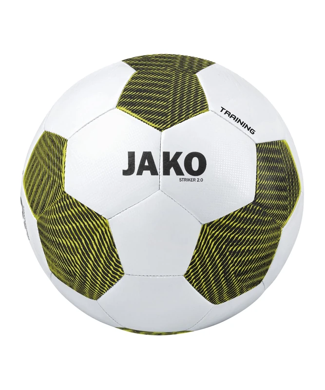 JAKO - Striker 2.0 Training Ball, Unisex, White/Black/Soft Yellow, 4