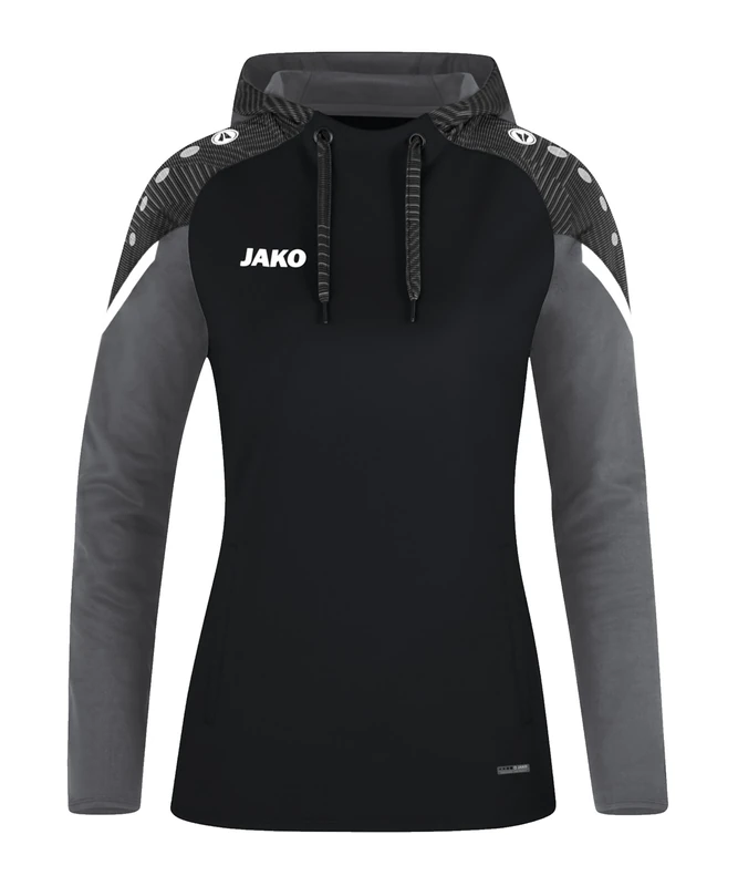 JAKO Women's Performance Hooded Sweatshirt, Black/Anthracite Light, 40