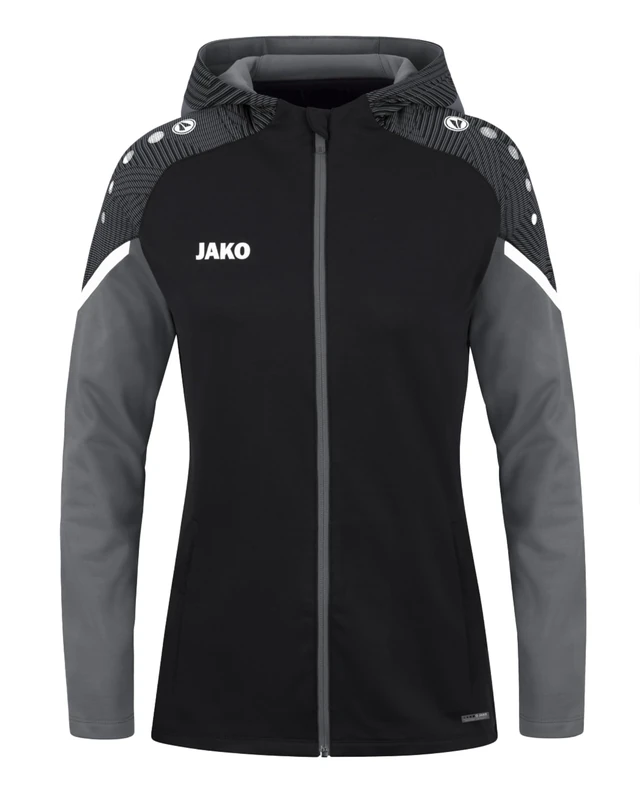 JAKO Women's Performance Hooded Jacket, Black/Anthracite Light, 42