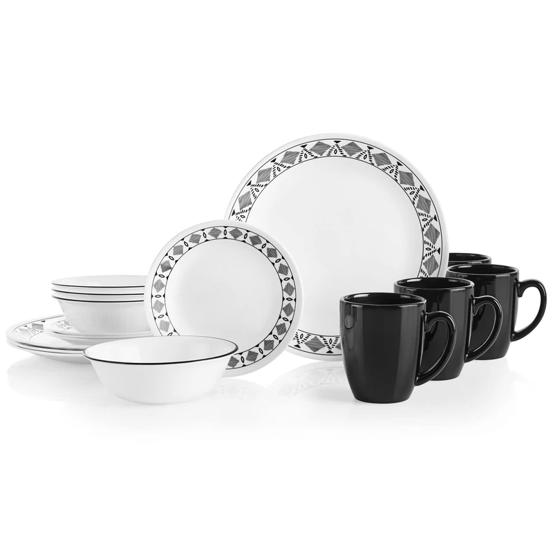 Corelle Cusco 16 Piece Dinnerware Set Service for 4 Black - Image 1