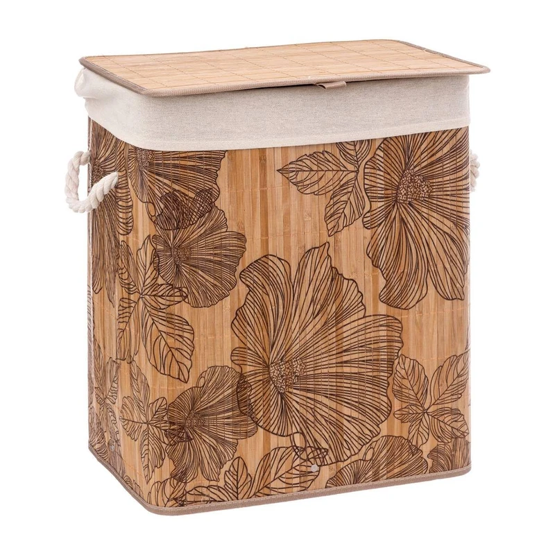 Five Blackflora Laundry Basket Bamboo and Fabric 50 L Ecru