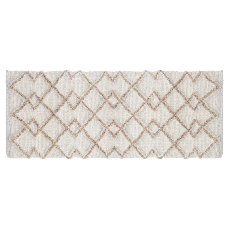 Five Large Bathroom Mat Cotton Decorative Ethnic Taupe 50 x 120 cm