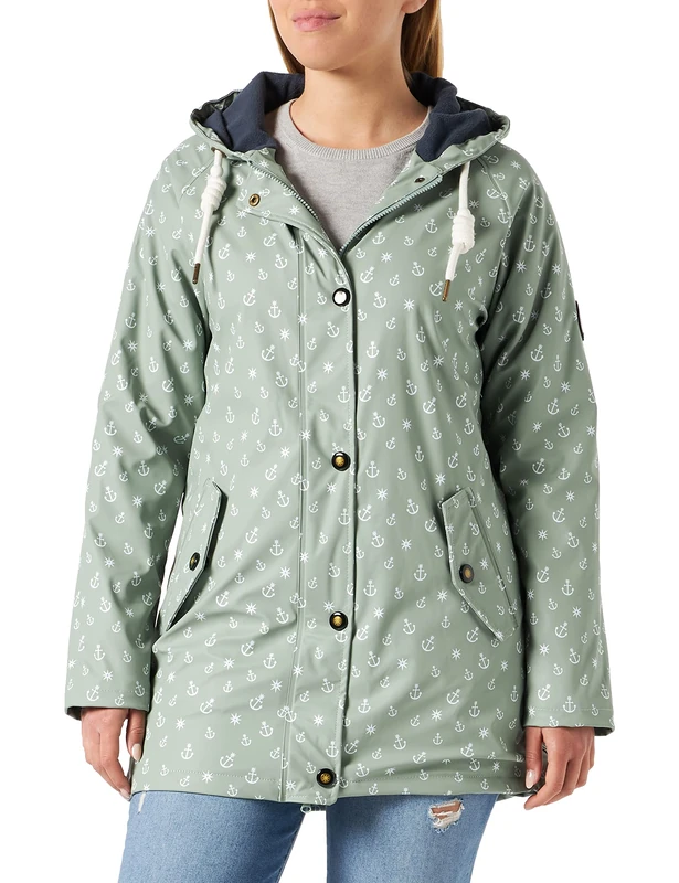Ankerglut Women's Damen Friesennerz Regenmantel Regenjacke mit Kapuze Gefüttert Wasserdicht Wetterfest Übergangsjacke #ankerglutwolke Rain Jacket, slategray, 36