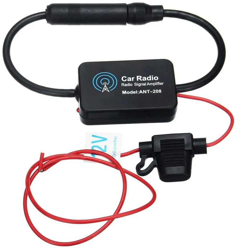 WANGCL Car Radio Signal Amplifier, Universal Black 12V Car Radio Aerial Antenna Signal Reception Amplifier Booster