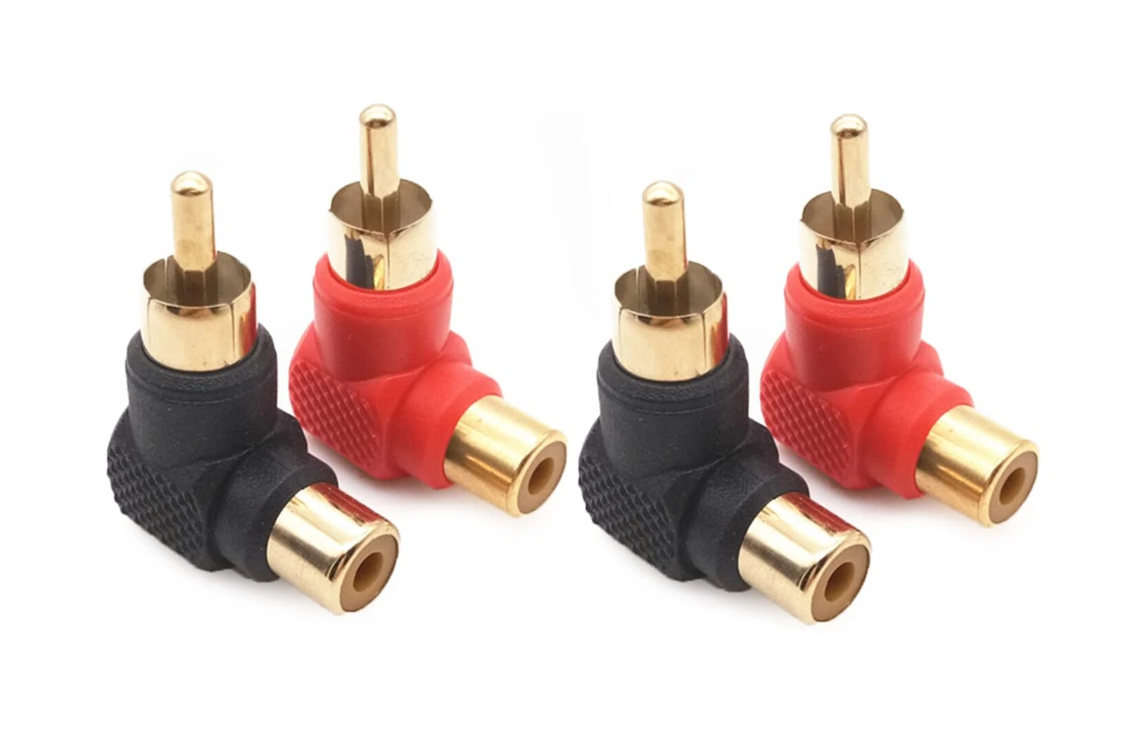 WANGCL 4 Pack 90 Degree RCA Adapter, RCA Male to Female Elbow Connectors Gold-Plated Right Angle Adapter for Stereo Audio or AV Video