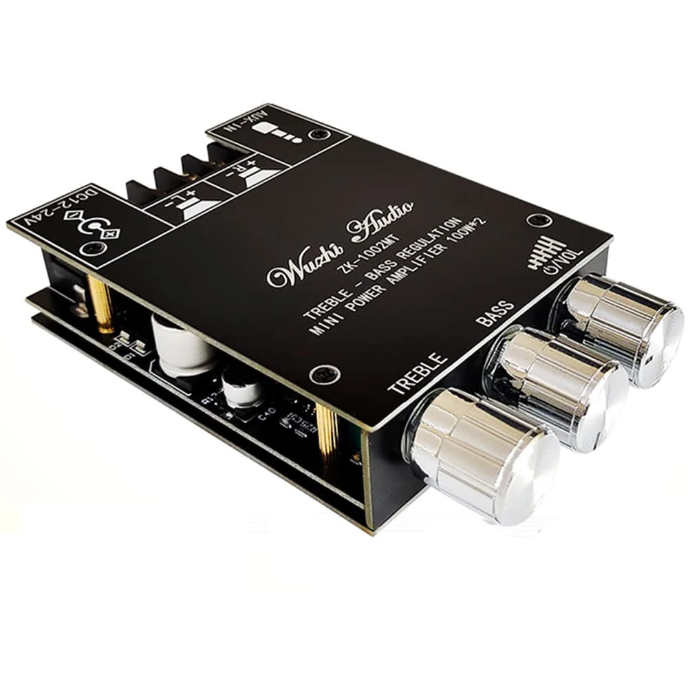 WANGCL ZK-1002MT 2 * 100W Bluetooth 5.0 Subwoofer Amplifier Board High Power Audio Stereo Amplifier Board AUX Bass Treble AMP