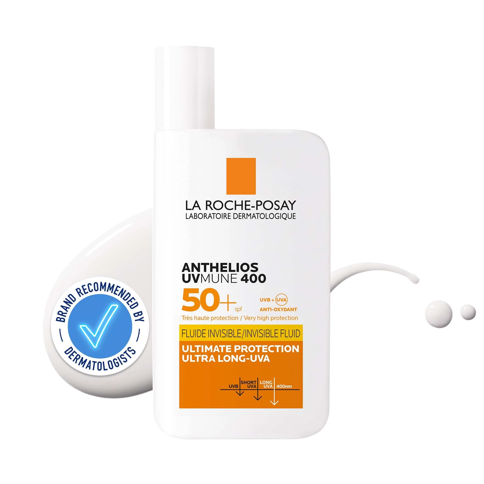 La Roche-Posay Anthelios UVMune 400 Ultra-Light Invisible Fluid, Non-Perfumed Sun screen for Sensitive Skin SPF50+ 50ml