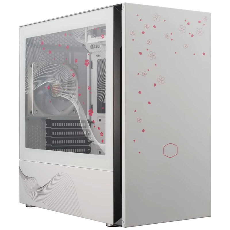 Cooler Master Silencio S400 Sakura Limited Edition PC Case - Mini-Tower with Sound Dampening, 1 x ARGB Rear Fan & PWM Hub, Micro-ATX & Mini-ITX MB Support, Tempered Glass Panel, Reversible Front Door