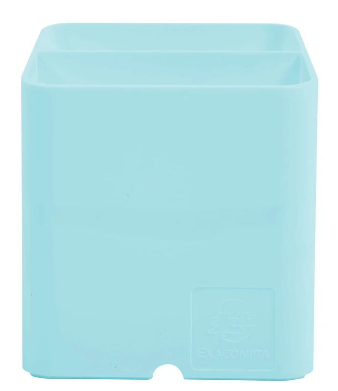 Exacompta - Ref. 67763D - Box of 10 PEN-CUBE Aquarel pencil holders - With 2 compartments of different sizes and heights - dimensions 7.4 x 7.4 x 9.3 cm - pastel green color - Image 1