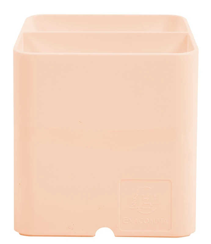Exacompta - Ref. 67761D - Box of 10 PEN-CUBE Aquarel pencil holders - With 2 compartments of different sizes and heights - dimensions 7.4 x 7.4 x 9.3 cm - coral color