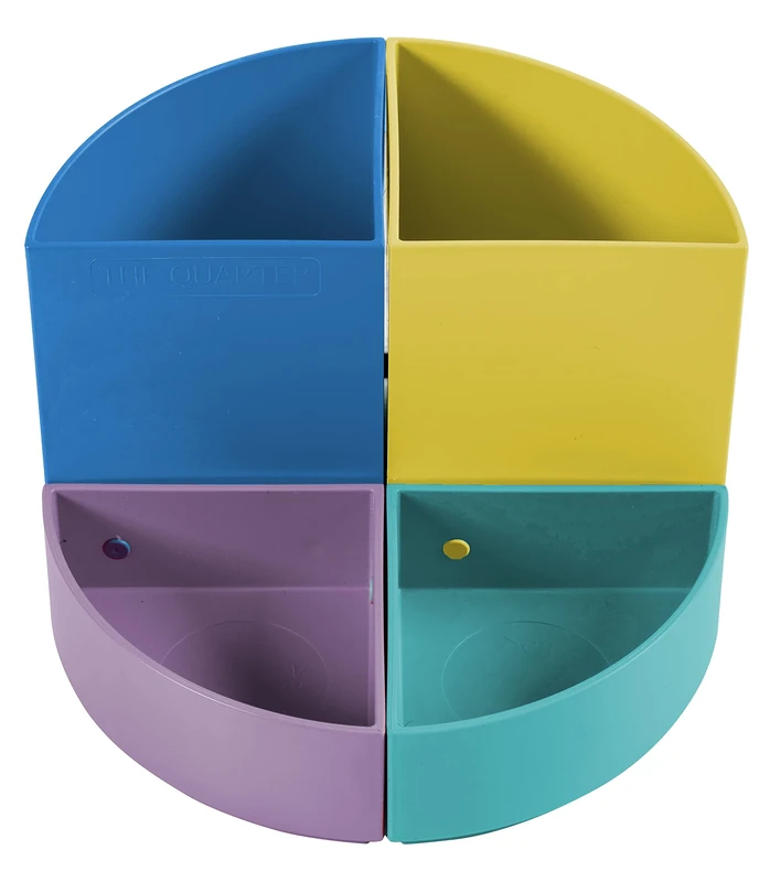 Exacompta - Ref. 682293D - Box of 3 THE QUARTER Forever young modular pencil holders - 4 quarters that can be combined together - dimensions 12x12x8.3 cm - assorted colors