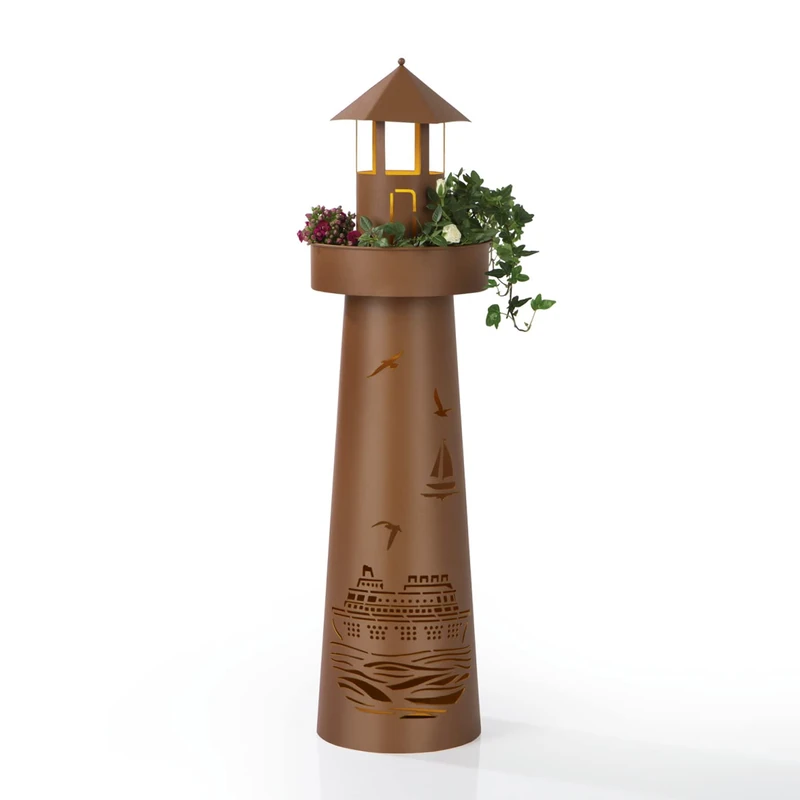 Hoberg LED Plant Column, Alloy Steel, Rust, 21 x 21 x 80 cm - Image 1