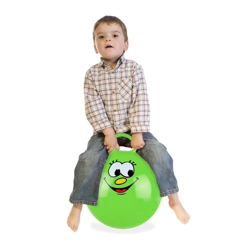 Relaxdays Space Hopper for Kids, with Handle, Ø 45 cm, for Indoors & Outdoors, Weight Capacity max 150 kg, Green Colour