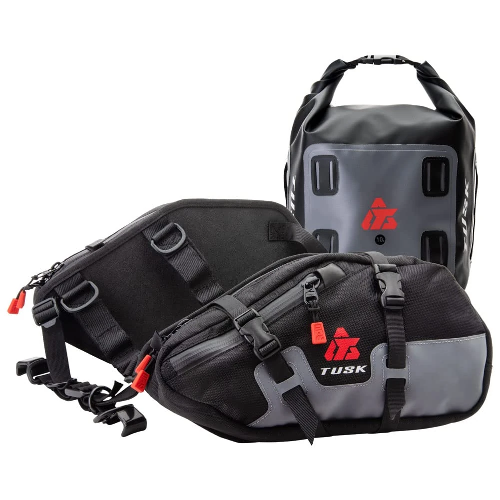 Tusk Traverse Pannier Bags w/X-Small Dry Duffel Tail Bag Black 10 x 7 x 10 inches