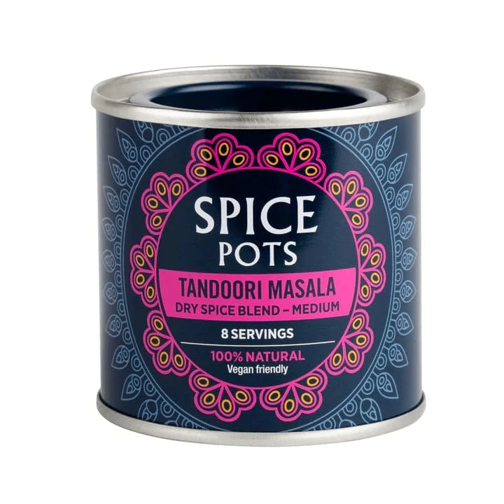 Tandoori Masala Curry Powder by Spice Pots - 100% Natural Ingredients - Gluten Free & Vegan Indian Curry Powder - Dry Spice Mix For Fish, Chicken & Vegetarian Dishes (Medium Heat) - 80g Pot 16 Meals