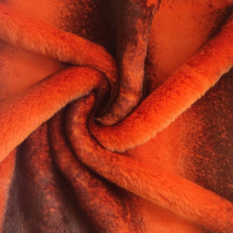Super Luxury Faux Fur Fabric Material Orange Chinchilla, 1Mtr 150cm x 100cm