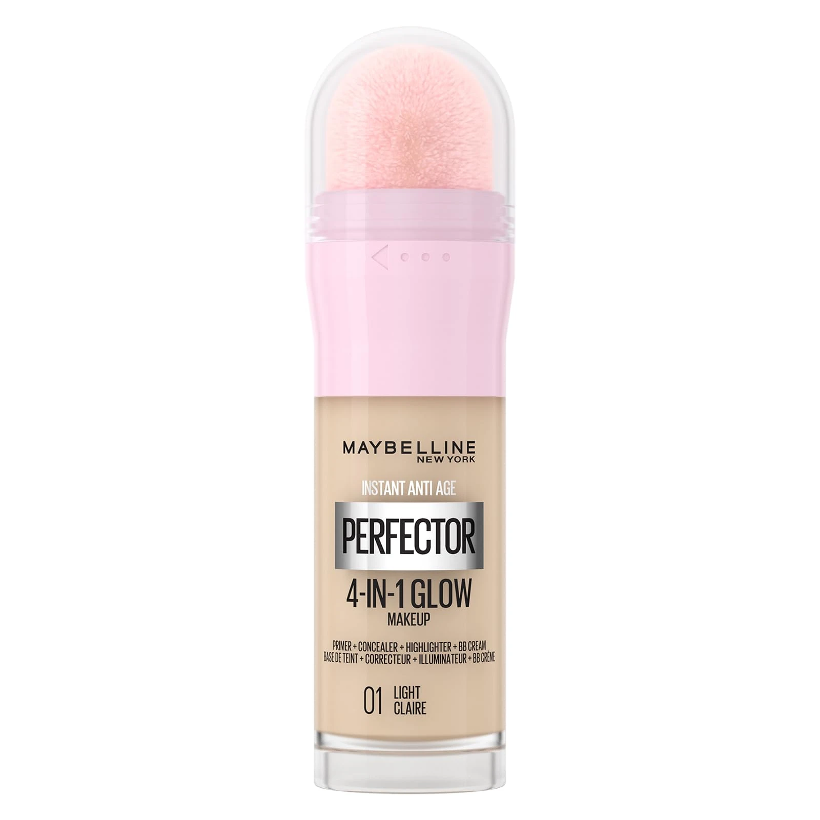 Maybelline New York Instant Anti Age Rewind Perfector, 4-In-1 Glow Primer, Concealer, Highlighter, Self-Adjusting Shades, Evens Skin Tone with a Glow Finish, Shade: 01 Light