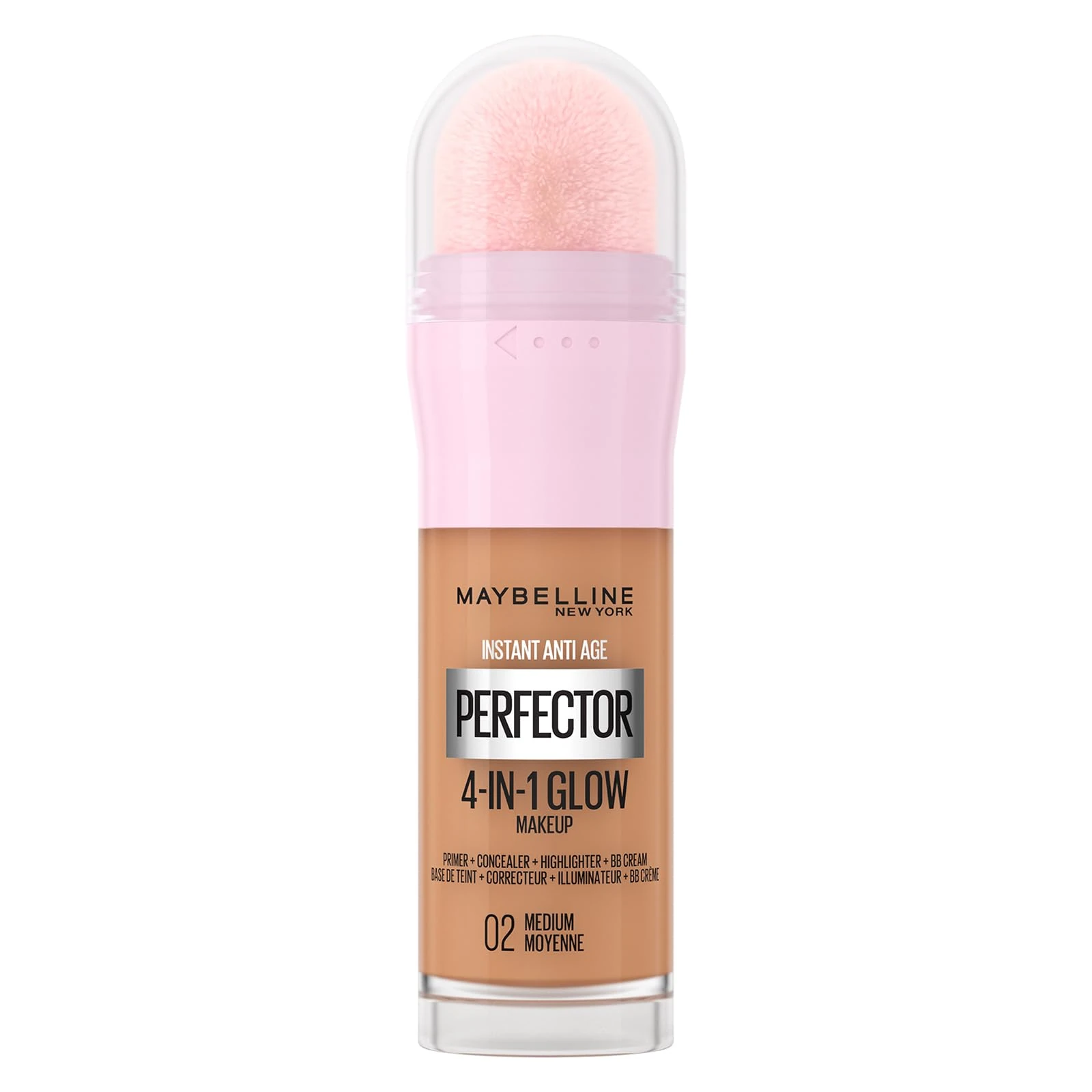 Maybelline New York Instant Anti Age Rewind Perfector, 4-In-1 Glow Primer, Concealer, Highlighter, Self-Adjusting Shades, Evens Skin Tone with a Glow Finish, Shade: 02 Medium