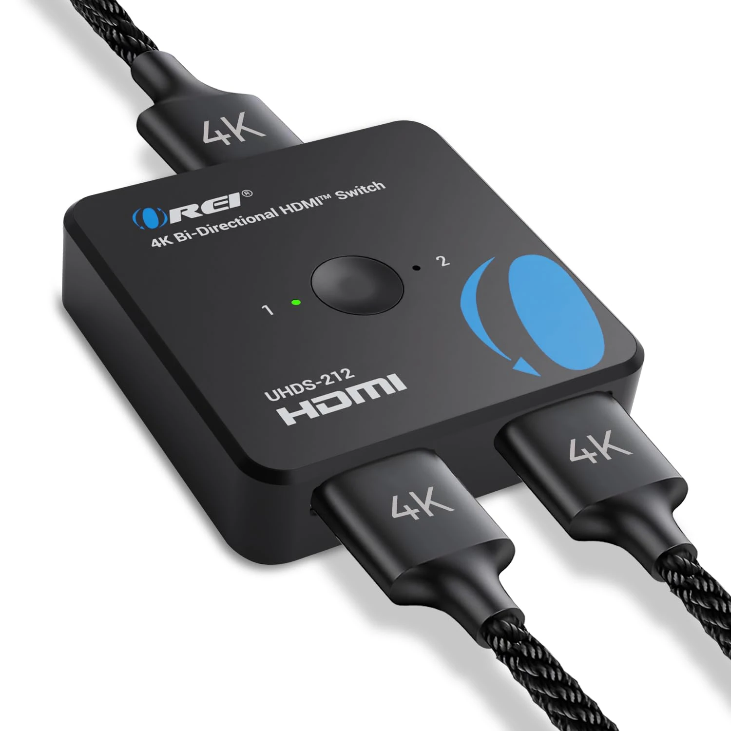 OREI 4K HDMI Splitter 1x2 – Duplicate/Mirror Display, Full HD 1080P, 4K@30Hz, USB Powered (HDMI Switcher, Bi-Directional Switch)