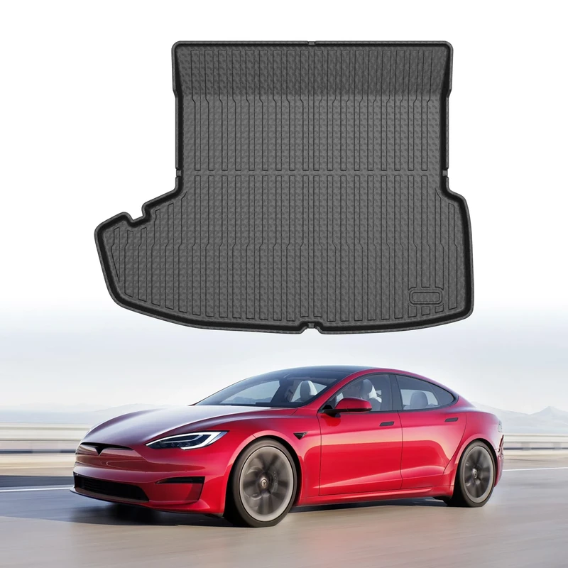 Mixsuper Custom Fit for Cargo Liner Tesla Model S Long Range/Plaid 2021 2022 All Weather Rear Trunk Cargo Floor Mat (Not Fit 2012-2020 Model S)