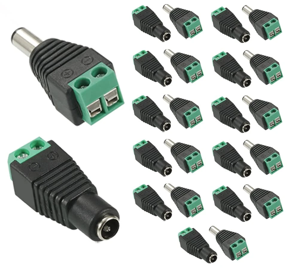 AVARTEK 12 Pairs 12V Male & Female Jack Connectors, DC Power Connector Adaptors for CCTV Plug 2.1 x 5.5mm for CCTV Camera | LED Strips