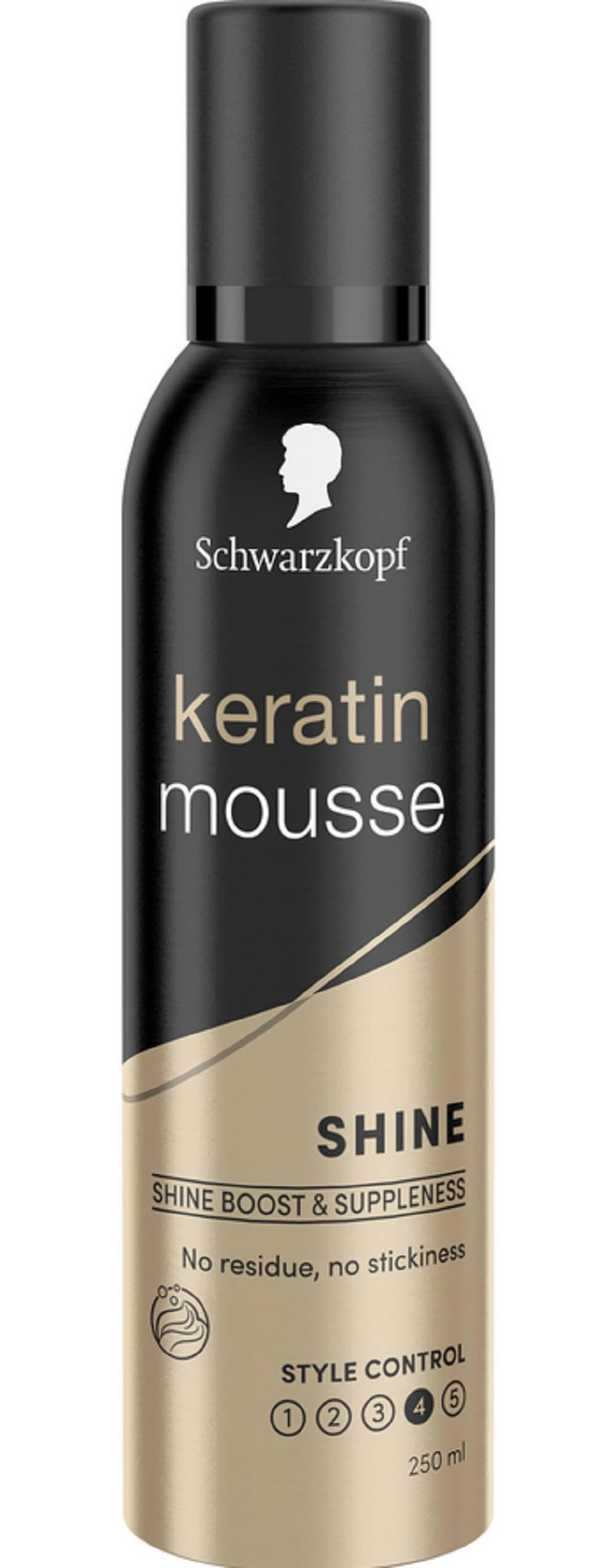 Schwarzkopf Styling Keratin Hair Mousse, volume mousse for a shiny, glossy finish with no residue or stickiness, 250 ml