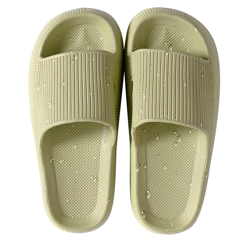 HSHAPAY House Slippers for Man And Women Beach Slides Non-Slip Lightweight Open-toe Shower Shoes Quick Drying Extra Thick Sandals (4 UK, Green, numeric_4)