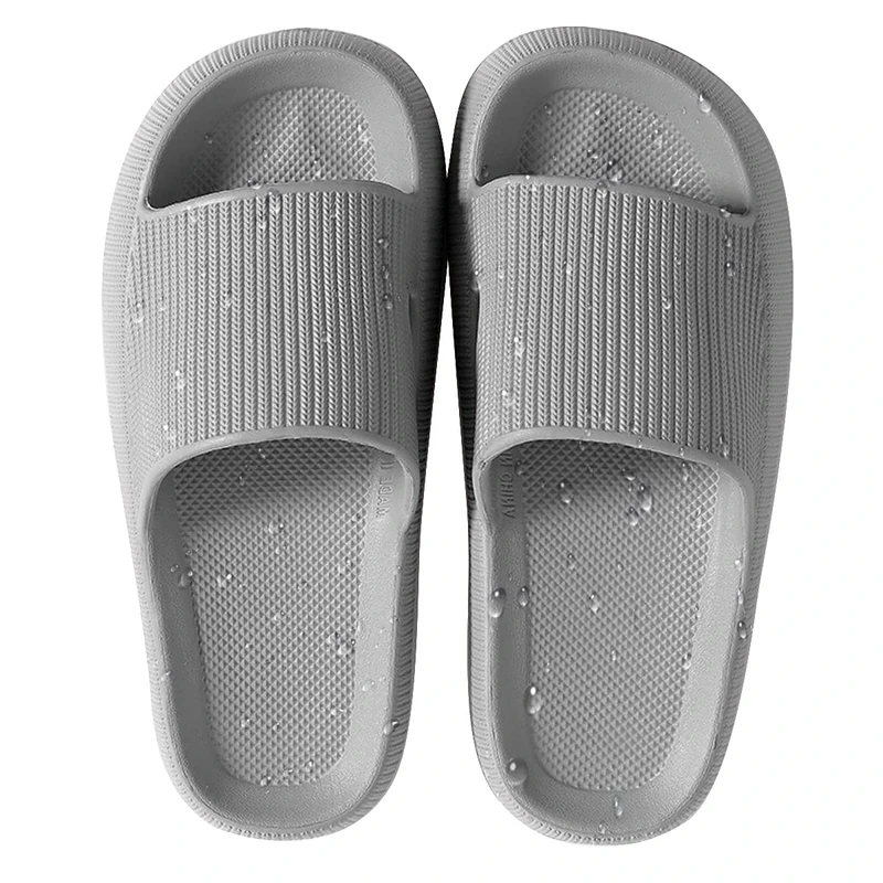 HSHAPAY House Slippers for Man And Women Beach Slides Non-Slip Lightweight Open-toe Shower Shoes Quick Drying Extra Thick Sandals (9.5 UK, Gray, numeric_9_point_5)