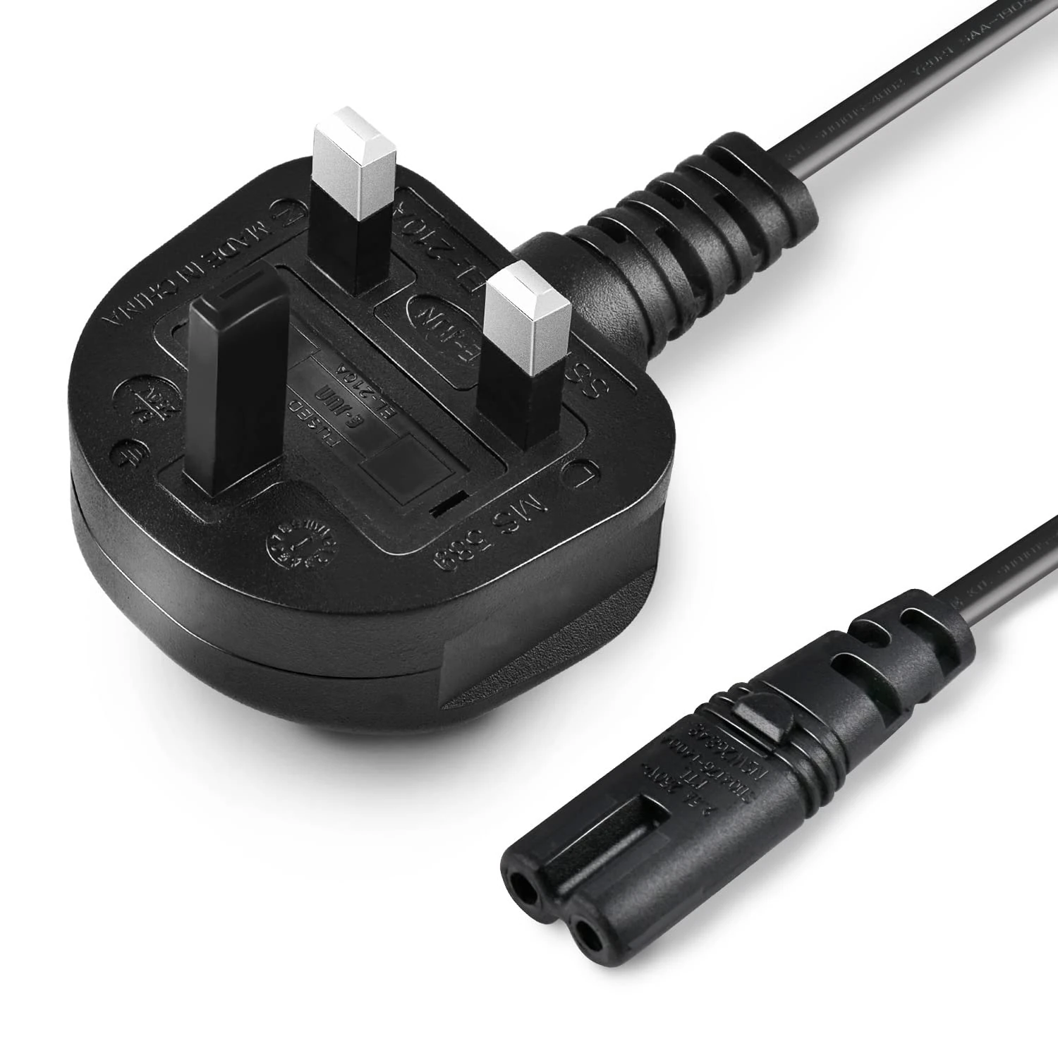 BICMICE 5M TV Power Cable for Samsung LG Philips Toshiba Sony Panasonic JVC TV Power Cord UK 3PIN Plug to 2PIN Figure 8(BS1363 to IEC 60227C7)