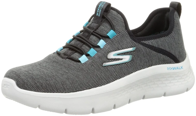 Skechers Women's Go Walk Flex Lucy Trainers, Black Textile White Trim, 4 UK
