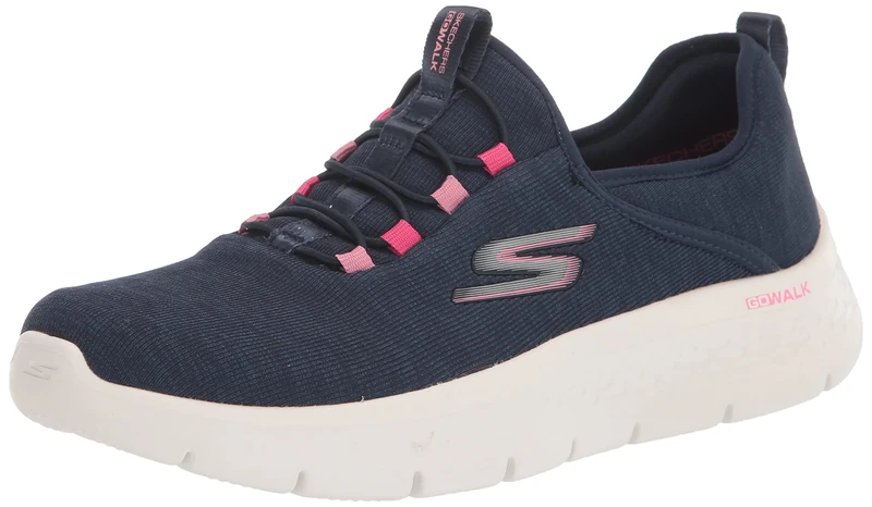 Skechers Women's Go Walk Flex Lucy Trainers, Navy Textile Trim, 4 UK