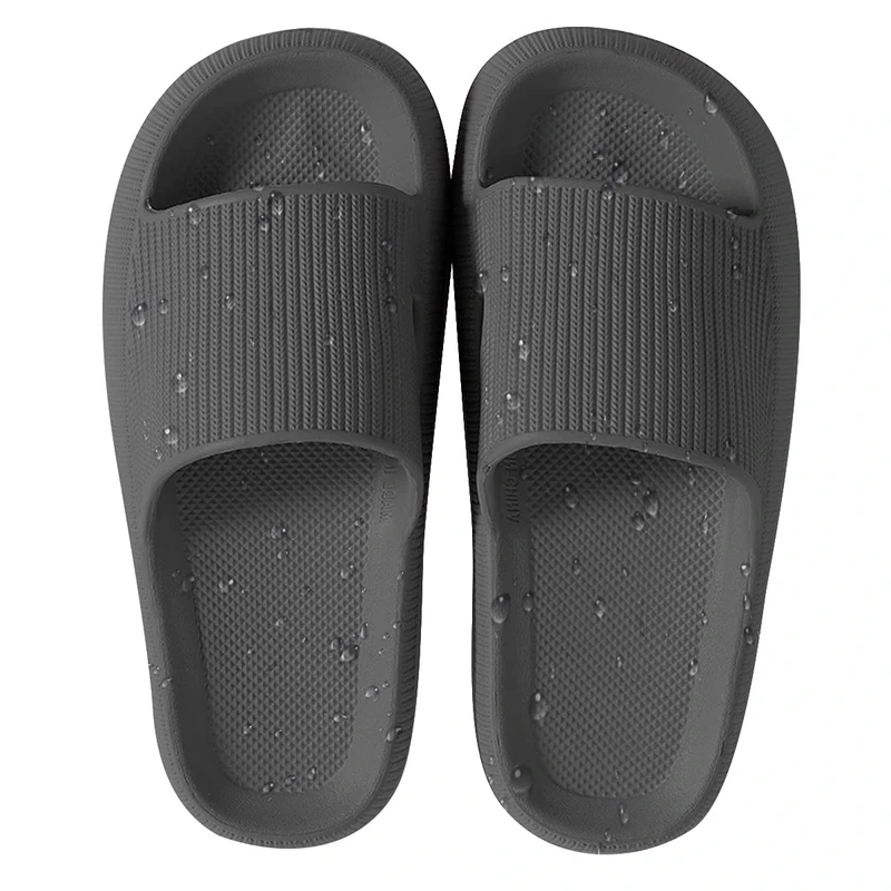 HSHAPAY House Slippers for Man And Women Beach Slides Non-Slip Lightweight Open-toe Shower Shoes Quick Drying Extra Thick Sandals (9.5 UK, Black, numeric_9_point_5)