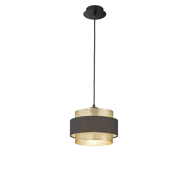 WOFI Grove Pendant Light 1-Bulb Black/Gold Height 150 cm x Width 35 cm x Length 35 cm