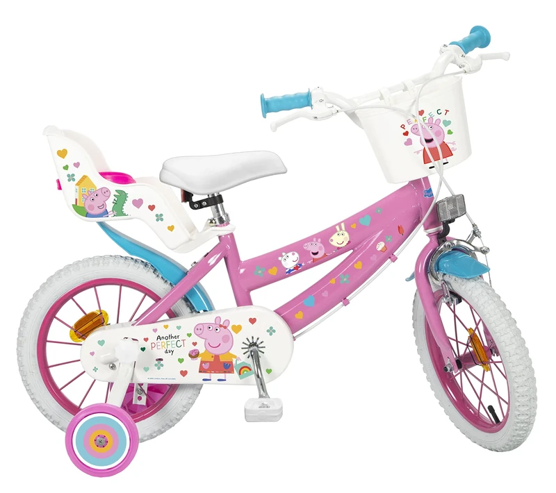 Toimsa Peppa Pig Kids Bike, Learn to Ride Bicycle, with Training Wheel Stabilisers and Mudguard, for children/youth age 3+ Years, Pink