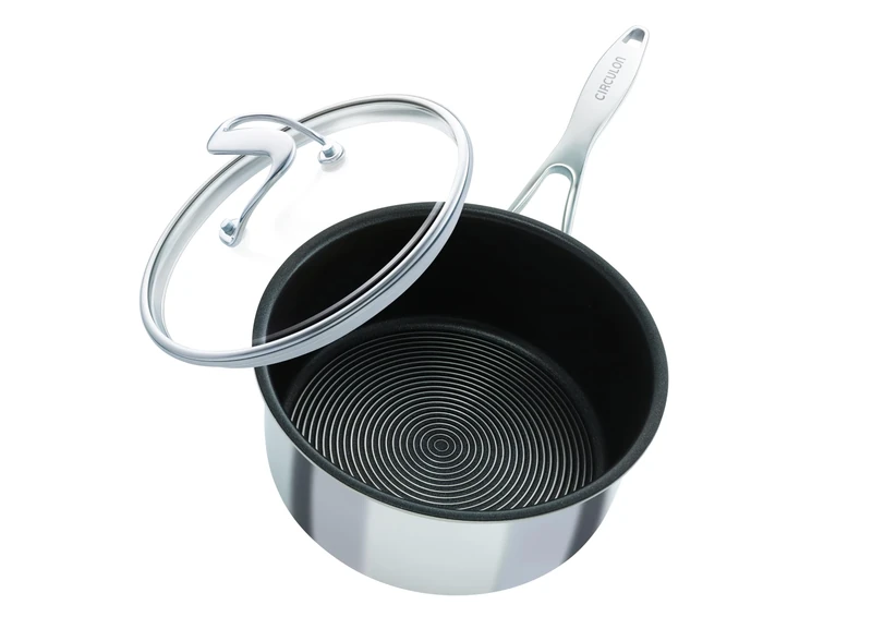 Circulon SteelShield C Series Stainless Steel Saucepan 20cm / 2.8L - Induction Saucepan with Lid with Hybrid Non Stick, Metal Utensil Safe & Dishwasher Safe Cookware