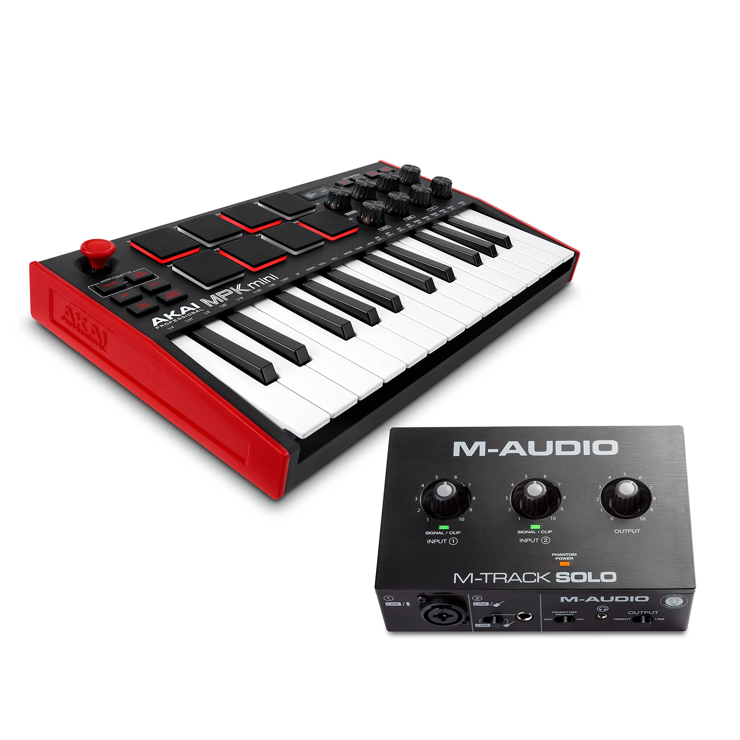 MIDI Controller Bundle - AKAI Professional MPK Mini MK3 MIDI Keyboard, M-Track Solo USB Audio Interface and Music Production Software