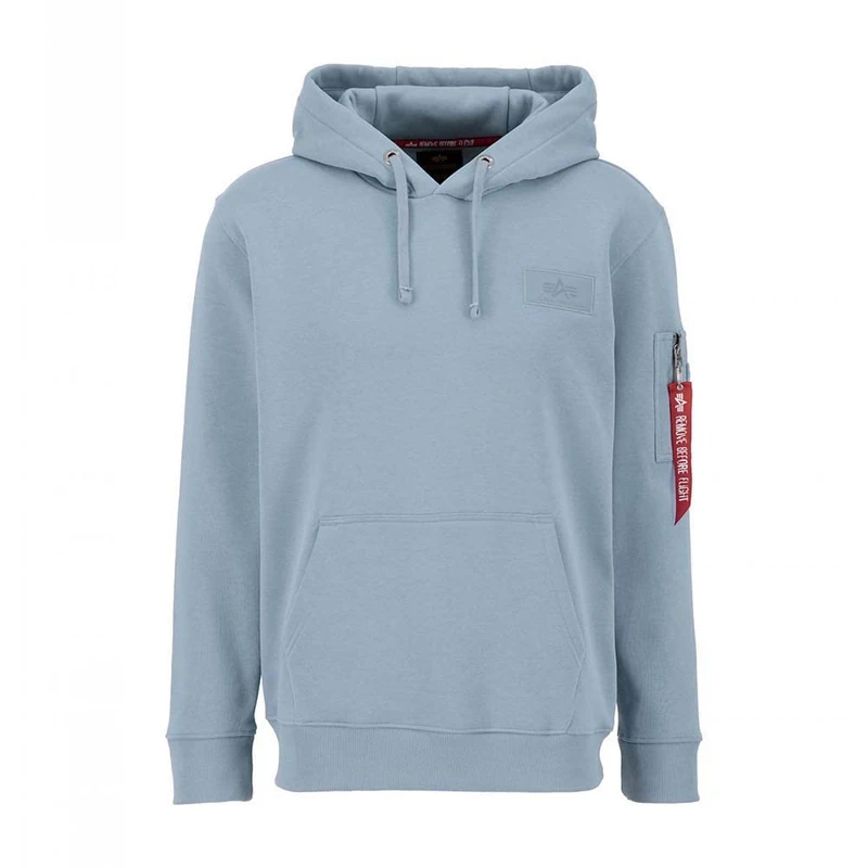Alpha Industries Men's Back Print Hoody Hooded Sweat Sweatshirt, Greyblue, XS