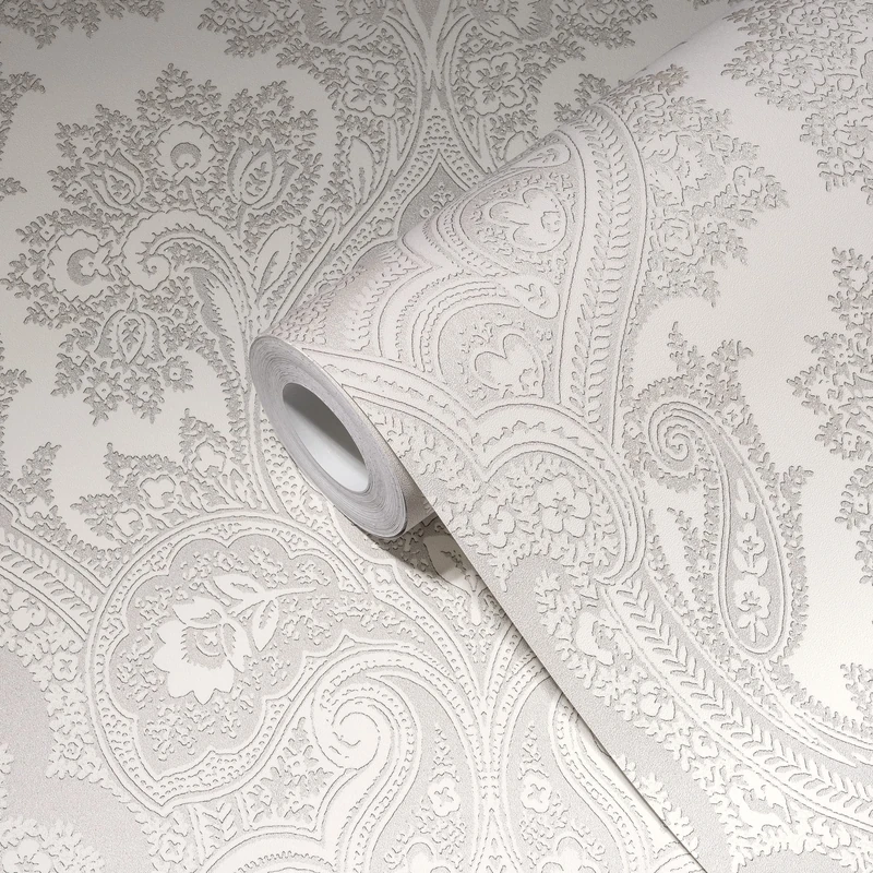 Livingwalls 387084 Non-Woven Wallpaper Baroque Grey Glitter Ornaments 10.05 x 0.53 m Made in Germany