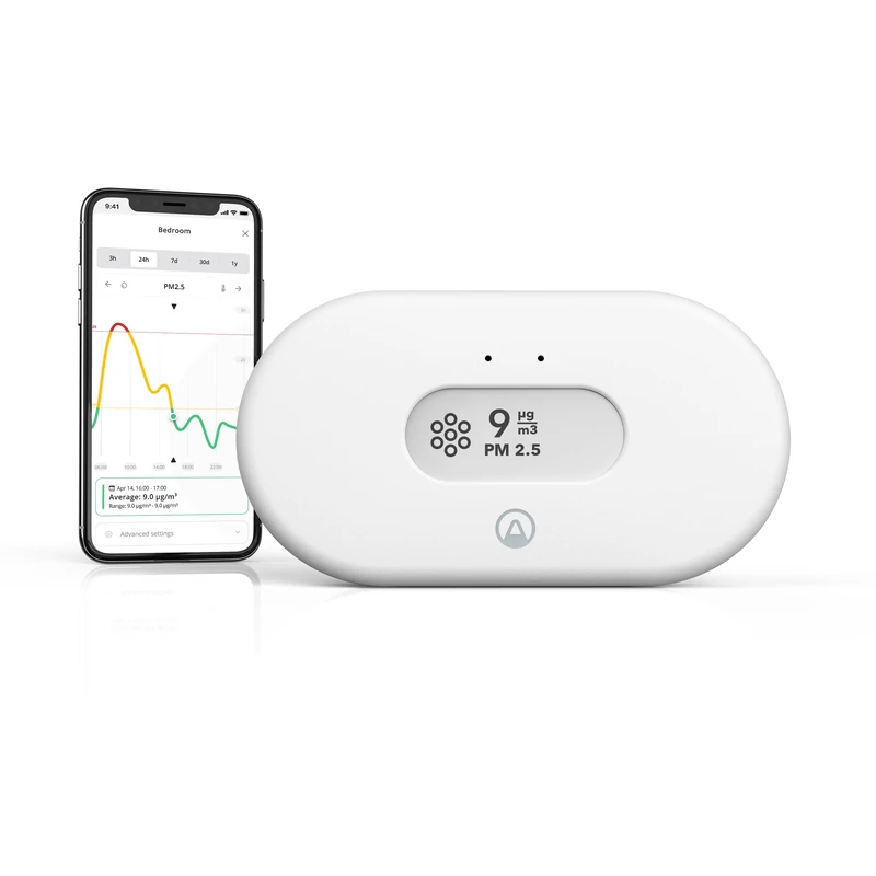 Airthings View Pollution 2980 - Air Pollution Monitor (Fine Dust, Humidity, Temperature) with WiFi Connection, Hub Functionality andamp; Calm Tech Display
