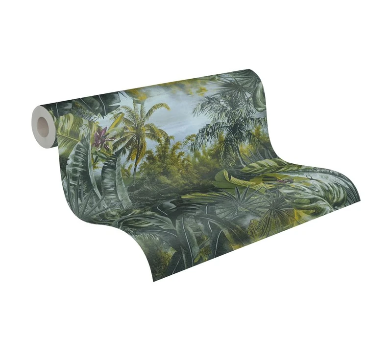 Livingwalls My Home My Spa 383561 Non-Woven Wallpaper Jungle Dark Green Vintage Green 10.05 x 0.53 m Made in Germany