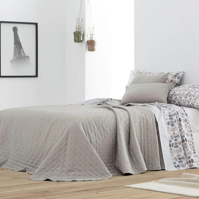 Burrito Blanco Summer Quilt, Polyester, Grey, Ancho de 180 a 200 cm