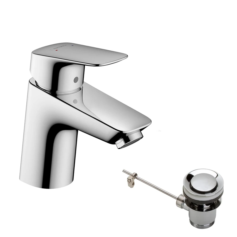 Hansgrohe Logis Basin Mixer Tap 70 With Metal Pop-Up Waste, Chrome, 71170000