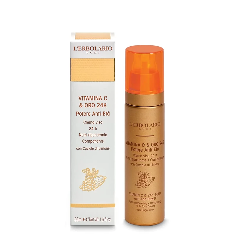Vitamin C and 24K Gold Anti Age Power Nutri-Regenerating Face Cream by LErbolario for Women - 1.6 oz