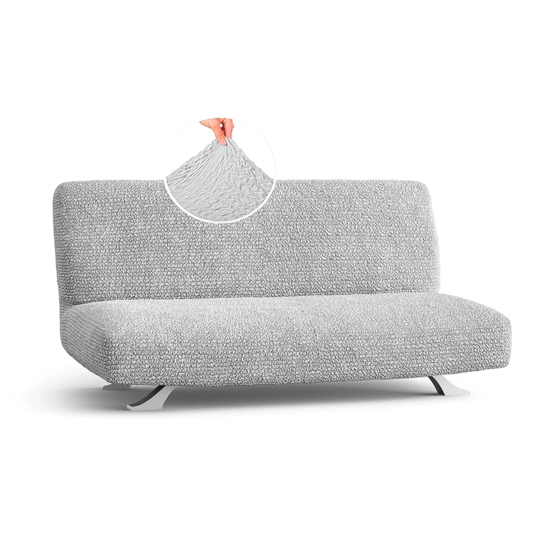 Menotti Armless Sofa Bed Cover 2 3 Seater Slip Cover for Sofa and Armchair Stretch Elastic Fabric Protector - Microfibra - Pearl (Armless Sofa Bed)